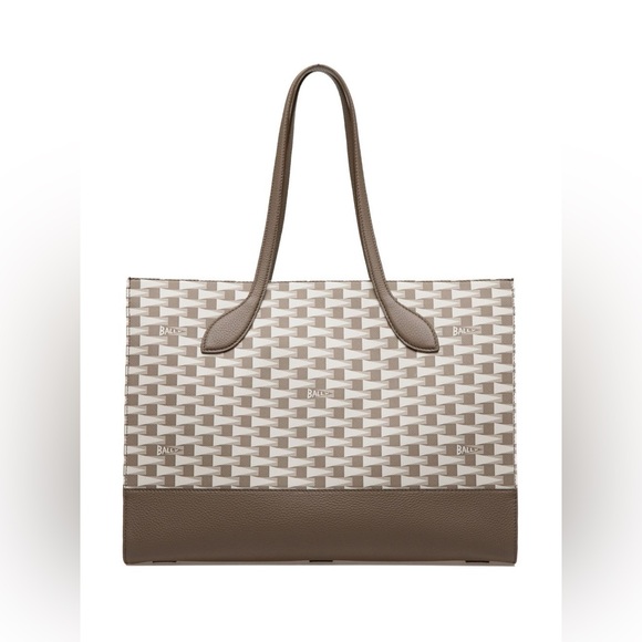Bally large geometric grey tote bag